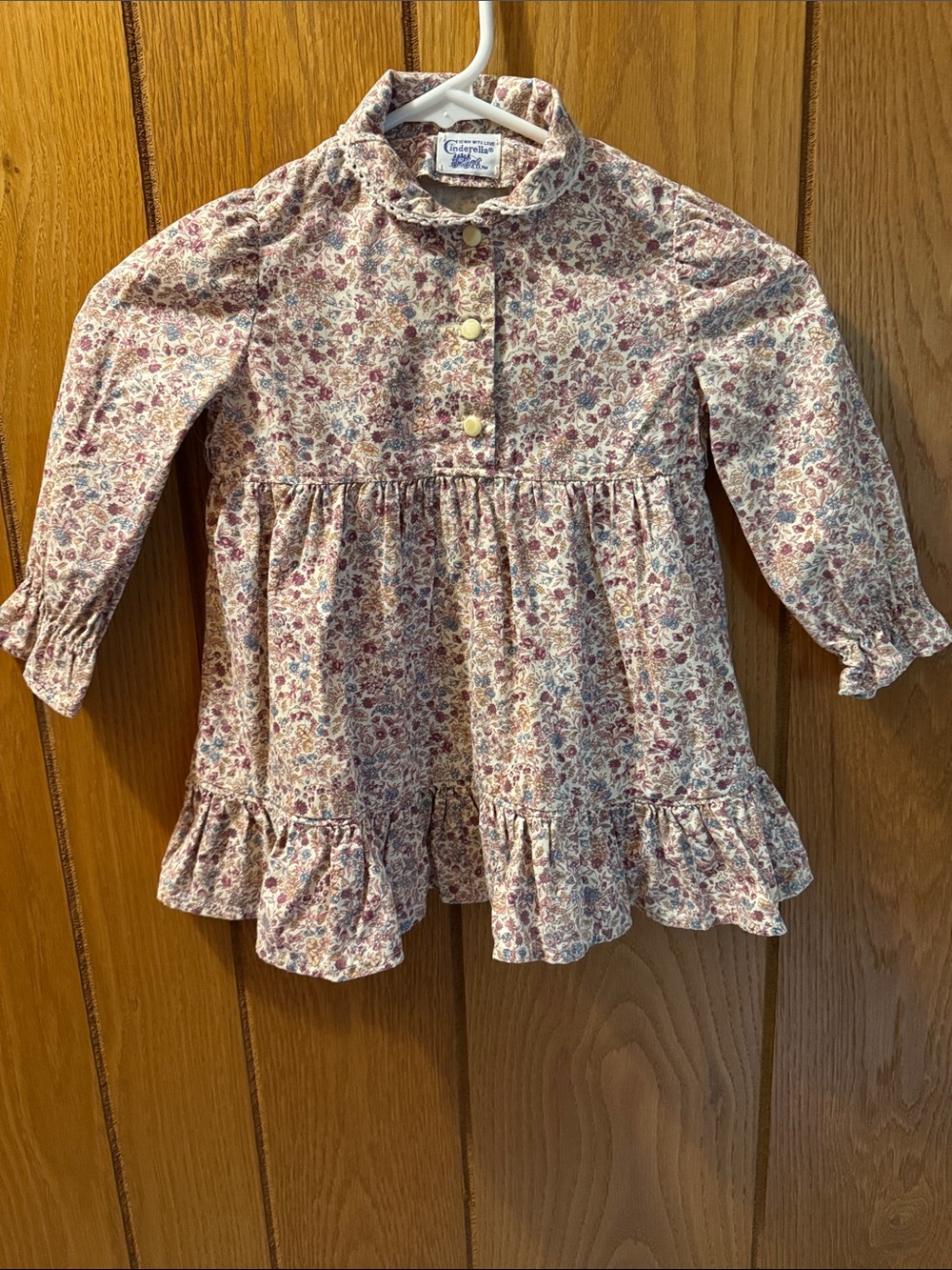 Vintage Cinderella  Child’s Dress Cream Floral Ruffle Dress  with pantaloons.